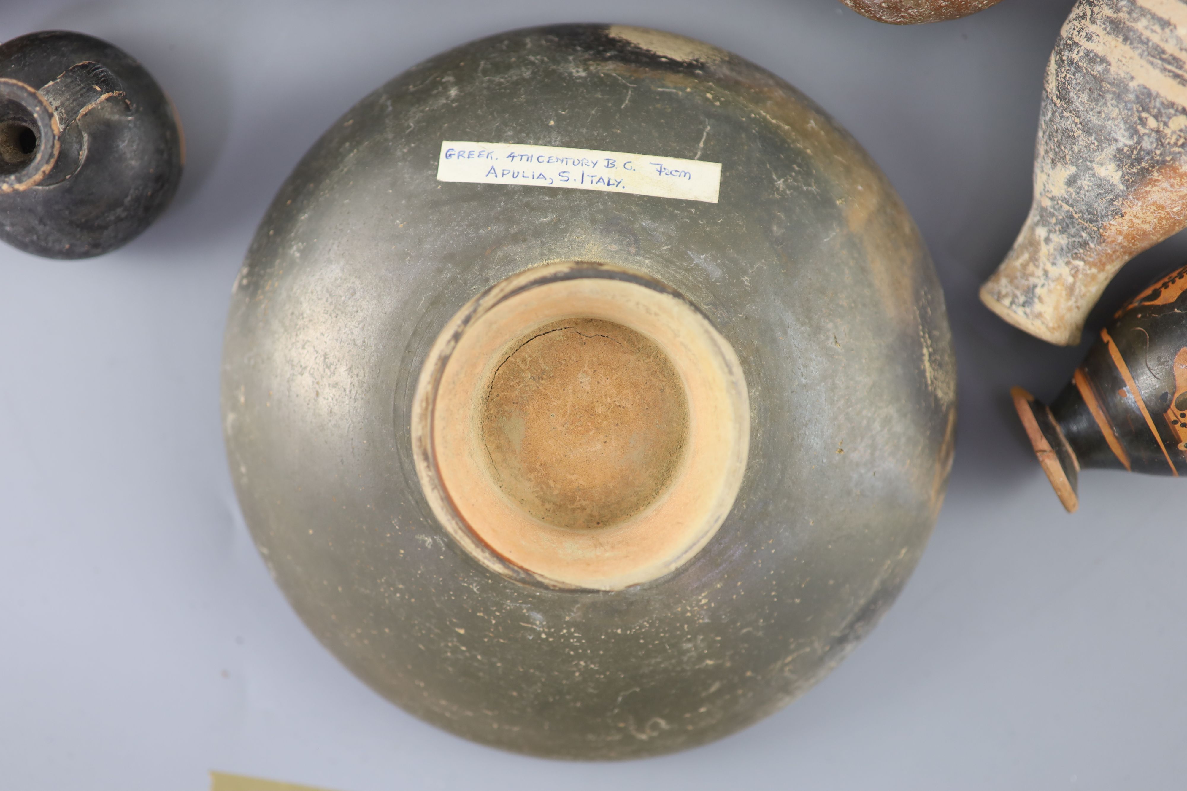 A group of Ancient Greek pottery vessels, Attic and Apulia, 4th-5th century BC, Provenance - A. T. Arber-Cooke